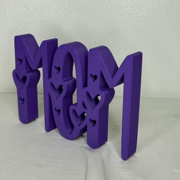 Purple MOM Tabletop Sign Heart Cutouts Mother's Day Gift Decor Shelf Plaque - Picture 3 of 6